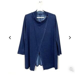NWT J.Jill Indigo Dark Blue Draped Long Sleeve Cowl Cardigan Size 3X